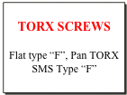 TORX SCREWS

Flat type “F”, Pan TORX SMS Type “F”